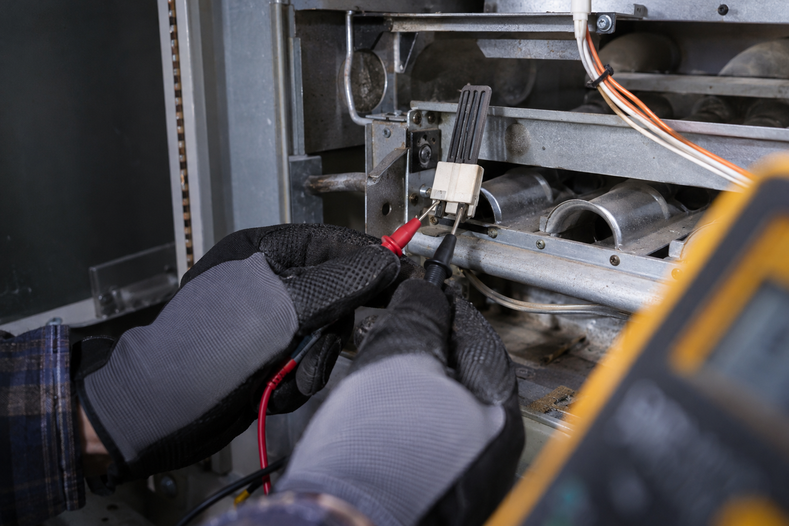furnace igniter tested with a multimeter