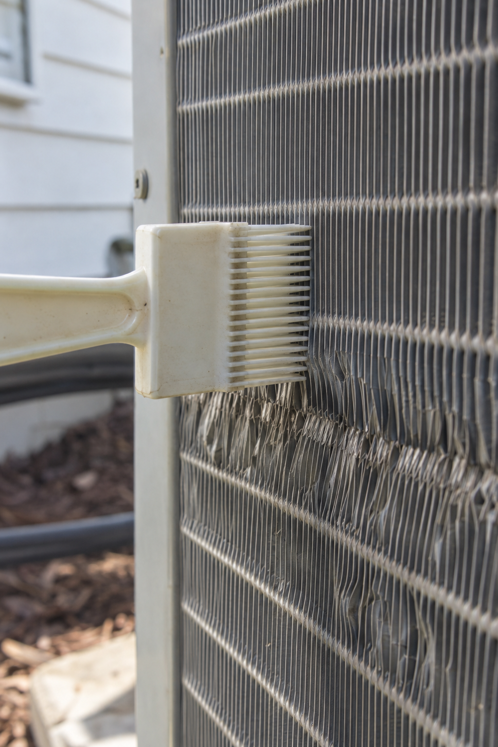 Fin comb set into the fins of a condenser coil